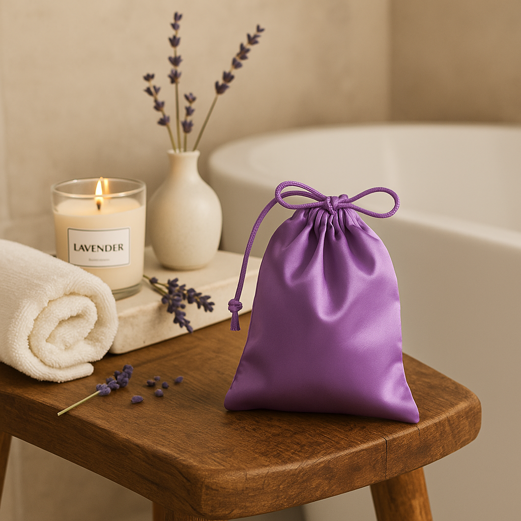 Purple satin pouche 2
